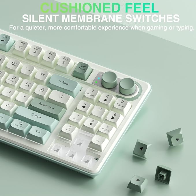 CORBOBO SOLAKAKA SK90-75% Wireless Keyboard, Cute Creamy Gaming Keyboard with Number Pad, Tri-Mode BT5.0/2.4G/USB-C, Media Knob, RGB Backlit, Quiet Keys Silent Office Keyboards for PC MAC