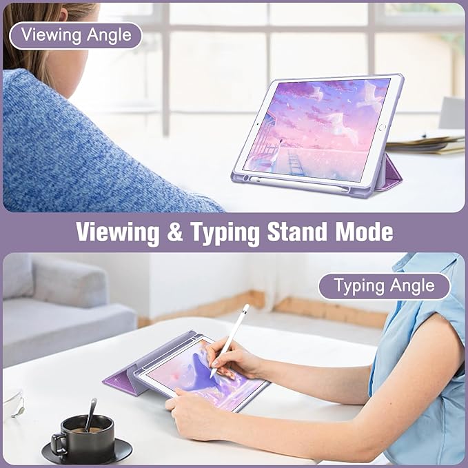 Fintie Hybrid Slim Case for iPad Air 3rd Generation 10.5" 2019 / iPad Pro 10.5 Inch 2017 - [Built-in Pencil Holder] Shockproof Cover with Clear Transparent Back Shell (Glittering Purple)