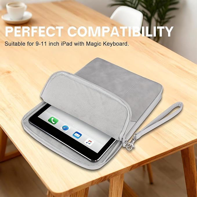 Lacdo Tablet Sleeve Case for 11 inch iPad A16 / 11 Inch IPad Air M4 M3 M2 / 11 inch iPad Pro M5 M4 / 10.9" ipad / 10.2" iPad / 10.9" IPad Air / 11" Samsung Galaxy Tab A9+, Protective iPad Sleeve, Gray