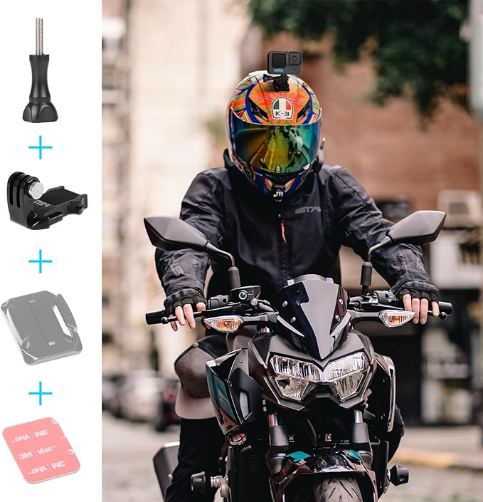 HSU Vertical Surface Quick Mounting J-Hook Buckle Mount（Rubber Locking Plug）, Long Thumb Screw Accessory Kit for GoPro Hero 13 12 11 10 9 8 7 6 5 4 AKASO Campark and Other Action Cameras