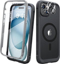 Diaclara Magnetic Designed for iPhone 15 Case, Compatible with MagSafe Built-in Touch Sensitive Anti-Scratch Screen Protector, with Camera Lens Protector for iPhone 15 6.1" (Frosted Black)
