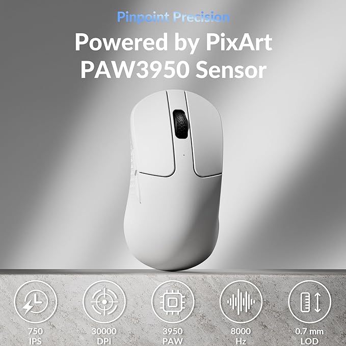 Keychron M3 Mini 8K Wireless Bluetooth 5.3/2.4 GHz/Wired Optical Mouse, Ultra-Lightweight 55g Programmable PixArt 3950 Sensor with up to 30,000 DPI/ 750 IPS for Windows Mac Linux - White