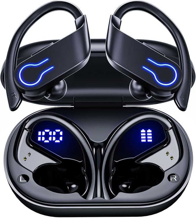 CoolJumper Wireless Bluetooth Earbuds 120H Playtime Bluetooth 5.3 Ear Buds for Sports, Hi-fi Stereo Earphones with LED Display Charging Case, Headphones for Running/Workout Audifonos inalambricos