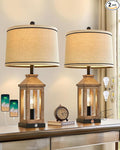 G-SAFAVA 23.75" Farmhouse Dual USB Charging Ports 3-Way Dimmable Touch Control Table Lamp with Nightlight Vintage Modern Lamps for Living Room Bedroom