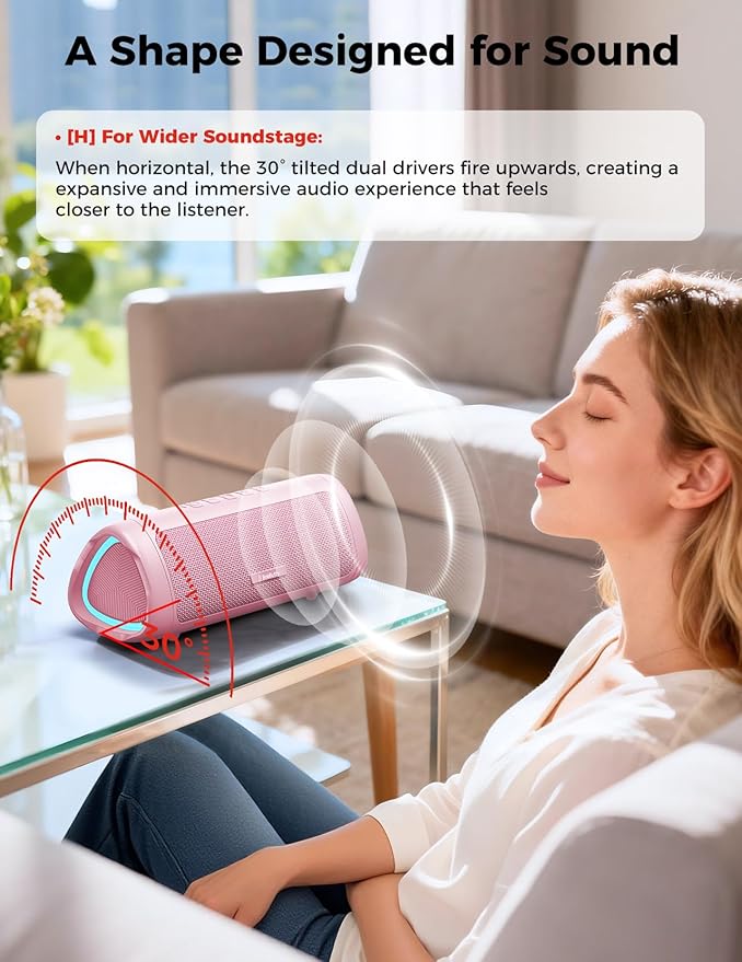 BolaButty Bluetooth Speaker Portable Wireless, IPX5 Waterproof, Up to 20H Playtime, TWS Pairing, BT5.3, for Home/Party/Outdoor/Camping/Beach Essentials, Birthday Gift (Pink)