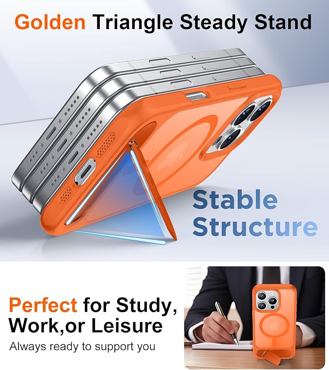 Magnetic Compatible with iPhone 16 Pro Case, [Built-in Invisible Kickstand][Compatible with MagSafe][Military Grade Shockproof] Slim Translucent Matte Phone Case for iPhone 16 Pro 6.3"