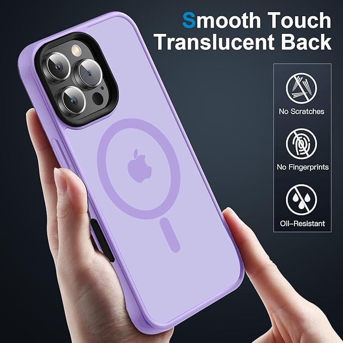 Strong Magnetic for iPhone 16 Pro Max case [10Ft Military-Grade Protection] Compatible with fit MagSafe Shockproof Slim Thin Cover case for iPhone 16 Pro Max 6.9 inch, Light Purple