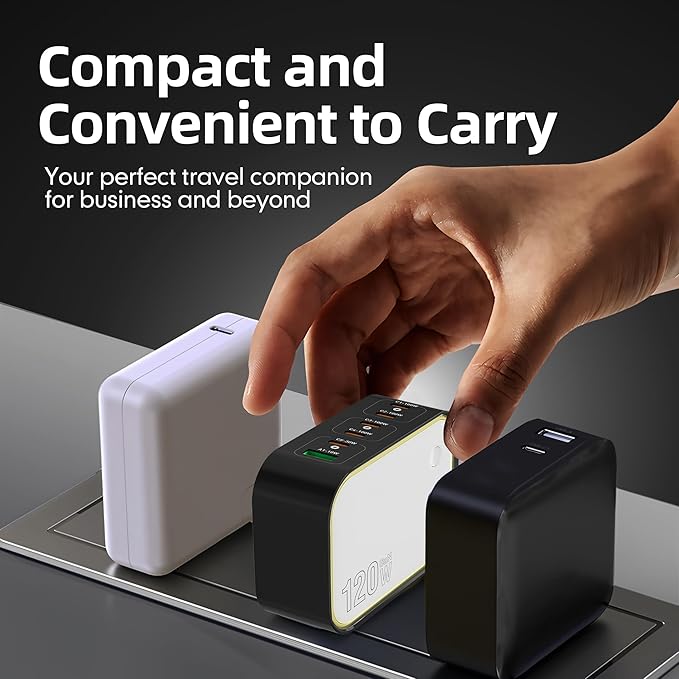 120W GaN USB C Charger, 6-Port Fast Charging Block with Night Light, PD 100W Wall Charger for MacBook Pro/Air, iPhone 17/16/15 Series, iPad, Laptop - Ultra-Compact Travel Charger for Home and Office