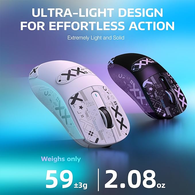 ATTACK SHARK X3PRO 4K/8K Lightweight Wireless Gaming Mouse with Tri-Mode(Wired/2.4GHz/BT),PAW3395 Optical Sensor,26K DPI,Kailh GM8.0 Switch,Long Battery,7 Buttons for PC/Laptop/Win/Mac(White+Sticker)