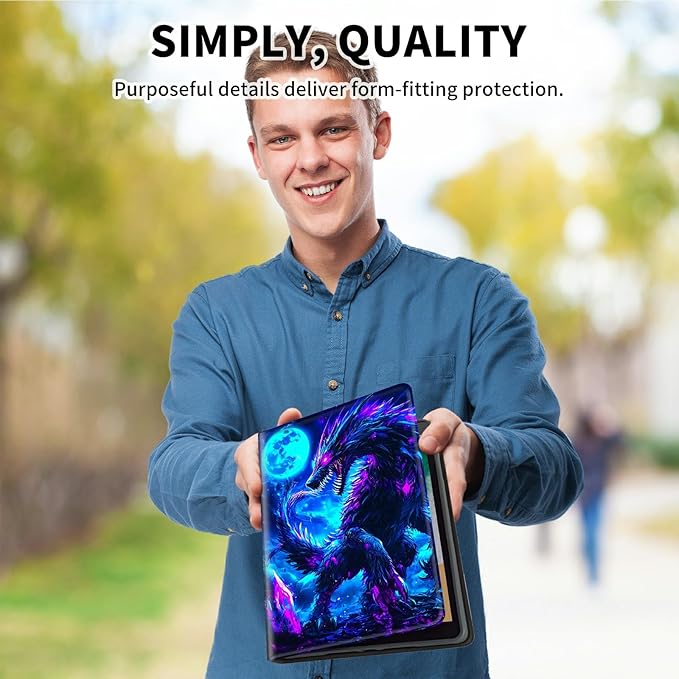 for Kindle Scribe 10.2 Inch 2022/2024 Released Tablet Case, Slim Kickstand Stand Leather Smart Cover with Auto Wake/Sleep, Blue Moon Dragon