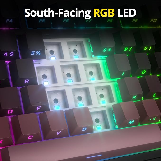 surmen M75 75% Wireless Creamy Keyboard with Gasket, Pre-lubed Triple Mode Bluetooth Mechanical Gaming Keyboard BT5.0/2.4Ghz/USB with Sound Absorbing Pads Hot-Swap(Sunset)