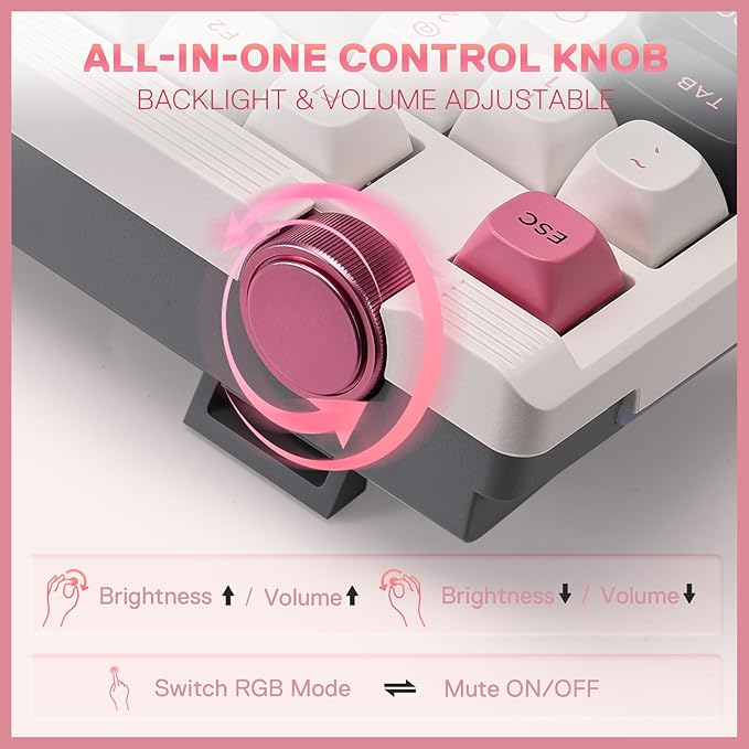 Redragon K729 80% Wired Gasket RGB Gaming Keyboard, 87 Keys TKL Mechanical Keyboard w/Knob Control, Mix-Color PBT Keycaps, Hot-Swap South-Facing Socket & 5-Layer Dampener, Custom Linear Switch