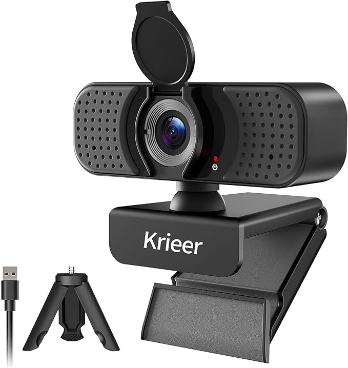 4K Hd Webcam with Dual Mics &Rotatable Tripo,Privacy Cover for Pc/Laptop, USB Computer Camera Plug & Play with Auto Light Correction for Video Calls, Live Streaming Gaming & Online Meetings