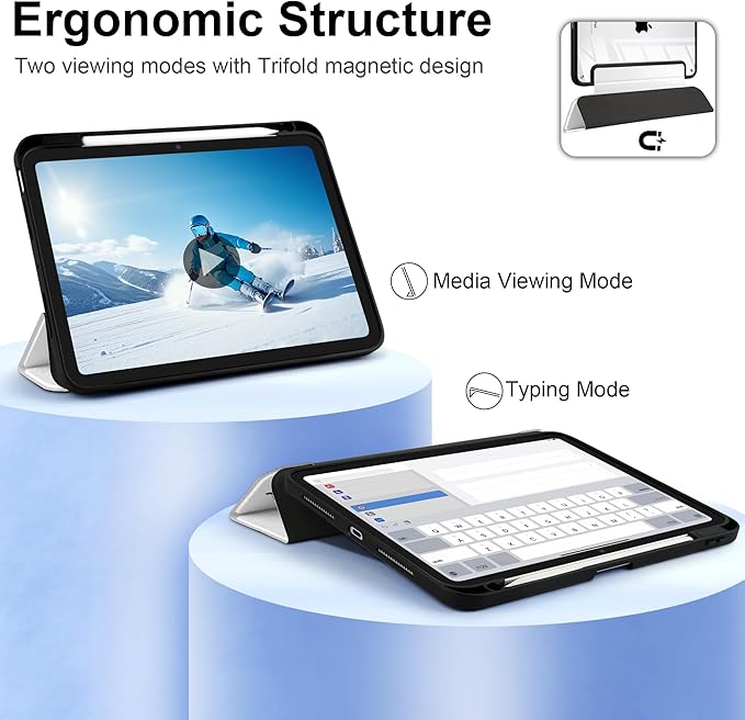 Case for iPad Pro 11 inch (M5) 2025 (M4) 2024 Release with Pencil Holder -Creative Inspiring Design Trifold Cover with Soft TPU Bumper Clear Back Auto Sleep/Wake for Students, Creative slogans