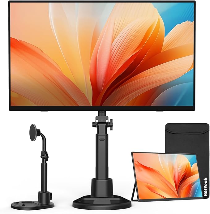 Wireless Portable Monitor Battery-Powered, Support AirPlay Miracast, 15.6" 1080P Monitor USB-C HDMI External Display w/Stand Bag, 2nd Screen for Laptop MacBook PC Phone Tablet, Built-in Battery(4- 5H)