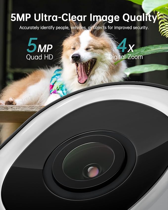 ZUMIMALL 2.5K Wired Cameras for Home Security, 2.4G/5G WiFi Outdoor Camera, 5MP, 24/7 Recording,AI Motion Detection, Cloud & SD Card Storage, 2-Way Audio, 360° PTZ Auto Tracking, IP66-2-Pack (Black)