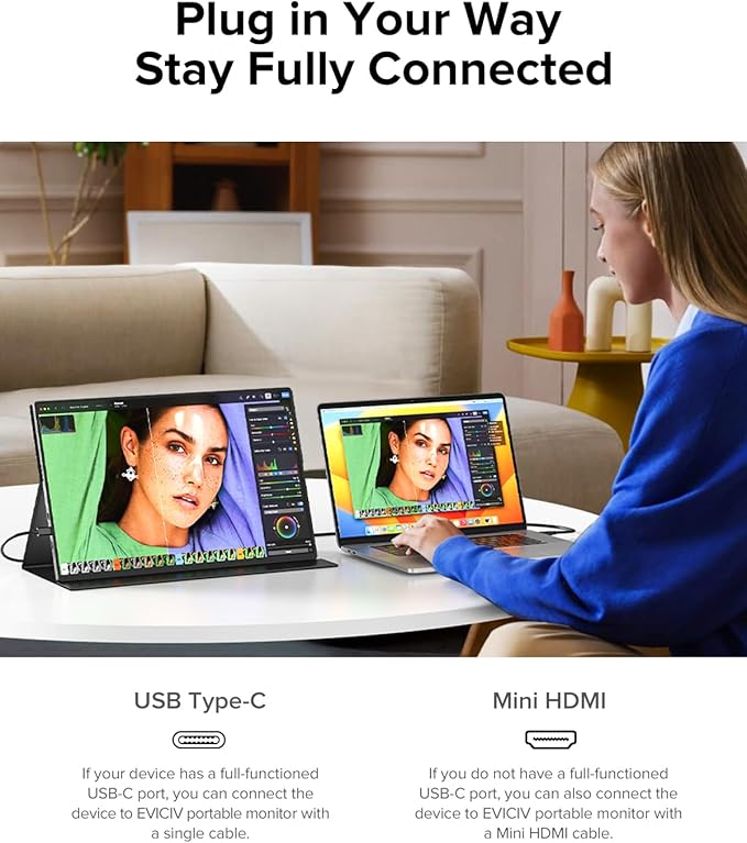 Portable Monitor 4K 1200 Nits, 16" Laptop Monitor, 3840*2400 UHD, 1MS FreeSync, 2000:1 Contrast, USB-C & MINI HDMI, VESA & Smart Case, Travel Second Screen for Computer, Mini PC, Game Consoles