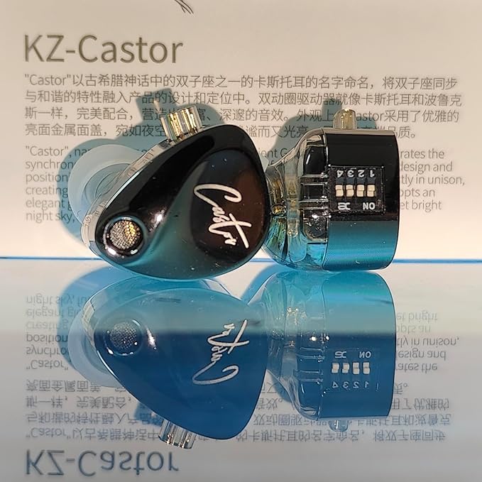 in Ear Monitor Headphones, KZ Castor Improved Bass HiFi Earphone Sound Tunable Noise Isolating IEMs, Dual-Dynamic Driver Wired Earbuds with Detachable Cable for Singers Musicians