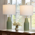 24.5" Ceramic Table Lamps Set of 2 for Bedroom, Sage Green Table Lamps for Living Room End Table, Small Farmhouse Bedside Lamps for Nightstands (2 LED Bulbs Included)