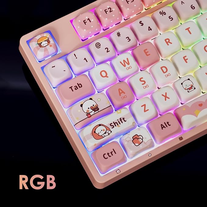Akko Wireless Gaming Keyboard 5108B Plus Full Size Keyboard Bubu & Dudu Pink Hot-Swappable Tri-Mode Mechanical Keyboard RGB Backlight, Piano Pre Lubed Switch
