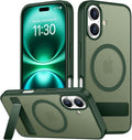 SPIDERCASE Magnetic for iPhone 16 Case,with [3 Stand Ways] [Military Grade Drop Protection] with Invisible Stand Shockproof Slim Phone Case for iPhone 16 6.1'',Dark Green