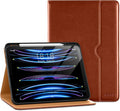 DTTO for iPad Pro 12.9 6th / 5th / 4th / 3rd Generation Case 2022/2021/2020/2018, Premium Leather Folio Stand Cover with Built-in Apple Pencil Holder -Auto Wake/Sleep and Multi Viewing Angles,Brown
