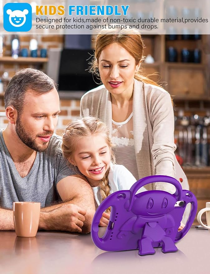 Kids Case for iPad Mini 7 (A17 Pro) 2024/ Mini 6 2021, iPad Mini 7th/6th Generation Case with Shoulder Strap - Durable Shockproof with Handle Stand Protective Cover for iPad 8.3 Inch, Purple