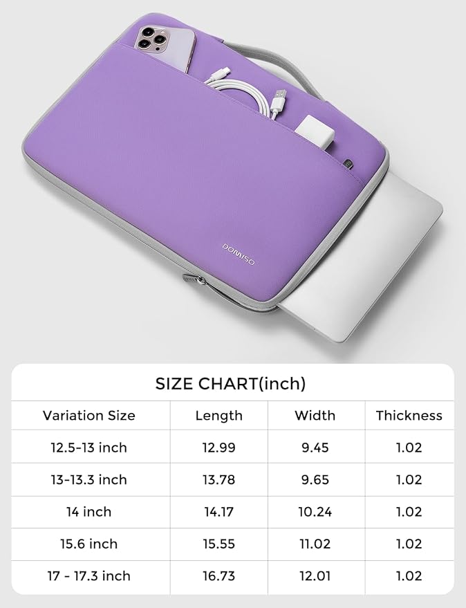 DOMISO 14 inch Laptop Case Sleeve Protective Cover Compatible with 15 inch MacBook Air M4 M3 M2,MacBook Pro,14-15 inch HP Dell ASUS Lenovo Chromebook,Waterproof Computer Cases Bag with Handle,Purple
