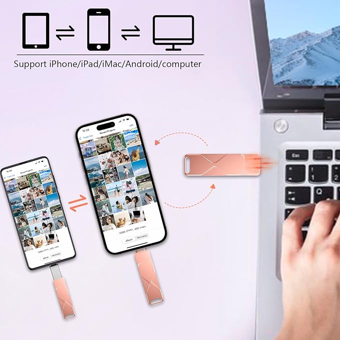 512GB USB Flash Drive High-Speed Thumb Drive- Portable Jump Drive for Data Storage, Backup, and File Transfer for PC Laptop Desktop (Rose, 512)