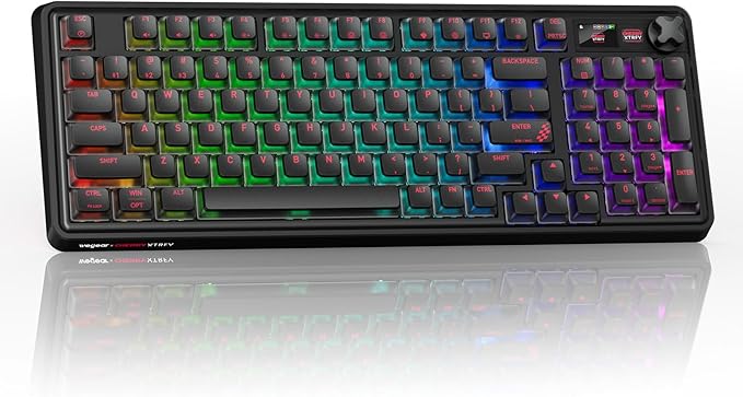 wegear PIXIU 98 Mechanical Gaming Keyboard with Knob, Cherry MX2A Red Switches, 8K Hz Polling, Tri-Mode Gasket Key-Board for PC/Mac/Laptop, Hot Swappable, PBT, RGB Backlit, 95 Keys