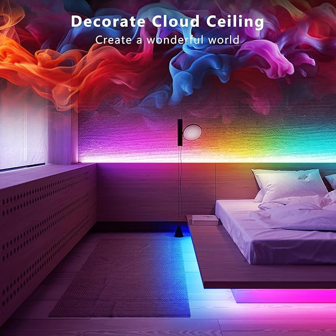 GUPUP 16.4ft COB RGB Smart IC LED Strip Lights,Addressable Color Chasing Strip Light, 24V 2880 LEDs Multicolor Flexible Tape Lighting Kit with APP Control &Music Mode, for TV,Bedroom,Party Decoration