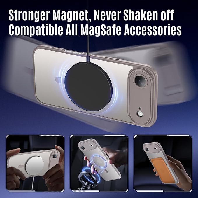 Symcele Designed for iPhone Air Case, Compatible with MagSafe, [Camera Protection] [15FT Military Drop Protection] Shockproof Translucent Matte Anti-Slip Thin Slim Phone Case, 6.5", Natural Titanium