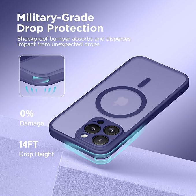 CAPRARO Magnetic for iPhone 15 Pro Max Case, [Compatible with MagSafe] [Full Camera Protection] Shockproof Protective Slim Translucent Matte Phone Case for iPhone 15 Pro Max 6.7'', Purple Eggplant