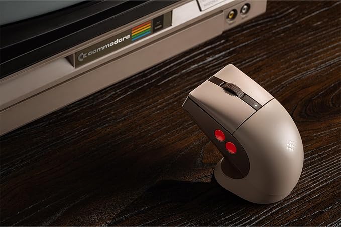 8BitDo Retro R8 Mouse with Charging Dock, PAW 3395 Optical Sensor DPI 26,000, Wireless Mouse with 4K Polling Rate, Programmable Buttons, and HUANO Micro Switches - C64 Edition