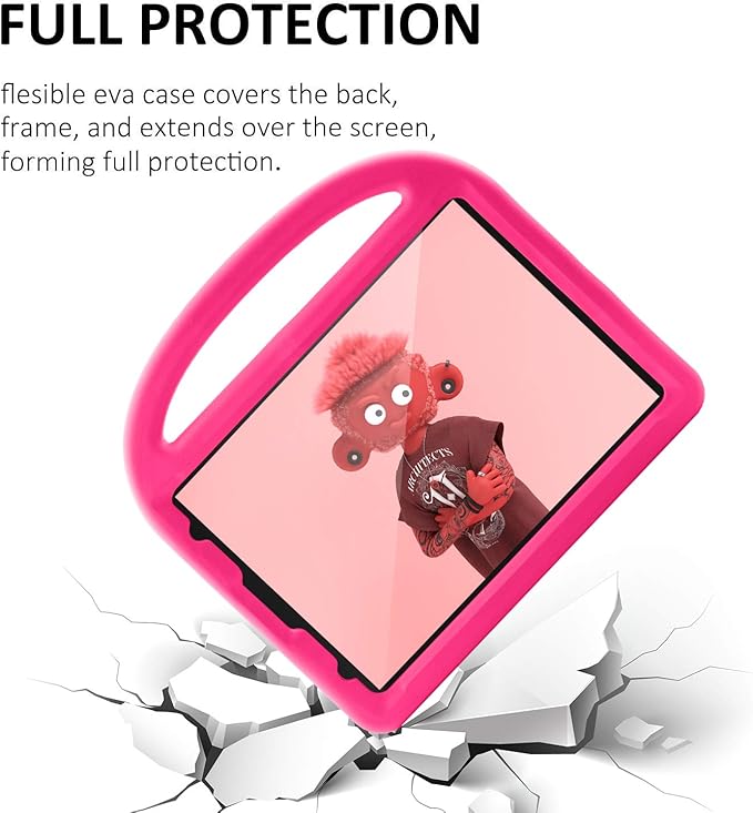 Kids Case for iPad Pro 11-inch 4th/3rd/2nd Generation(2020-2022), Techcircle Child Shockproof EVA Protective Handle Stand Case for iPad Air 5/Air 4 10.9", Support Pencil Charging, Pink