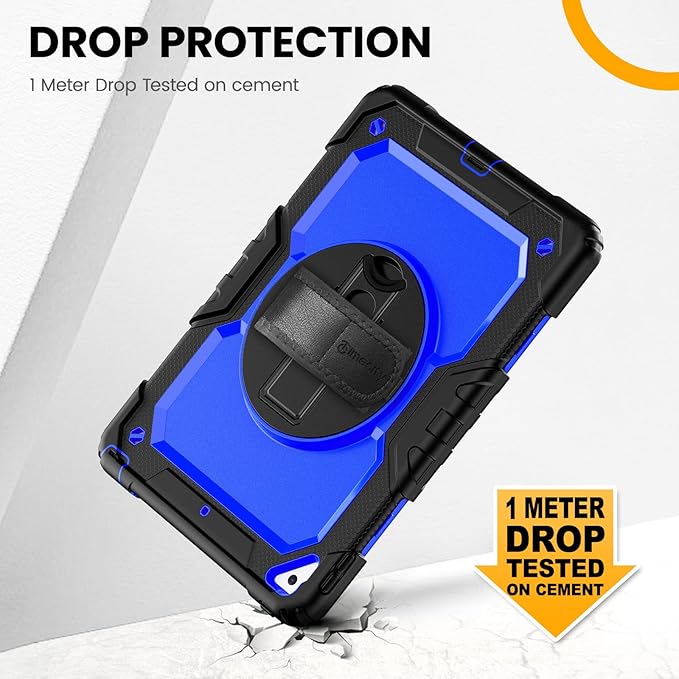 Timecity for iPad Air 3/ Pro 10.5 Inch Case, 360° Rotating Stand, Pencil Holder, Shockproof with Screen Protector & Shoulder Strap - Heavy Duty Protection Case for iPad Air 3rd Gen - Drak Blue
