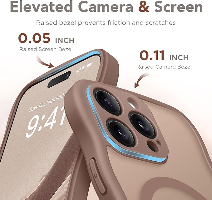 CAPRARO Cute for iPhone 13 Pro Case, Compatible with MagSafe, [Curly Wave Edge] [Full Camera Protection] [14 FT Drop Protection] Magnetic Phone Case for 13 Pro 6.1 Inch, Brown