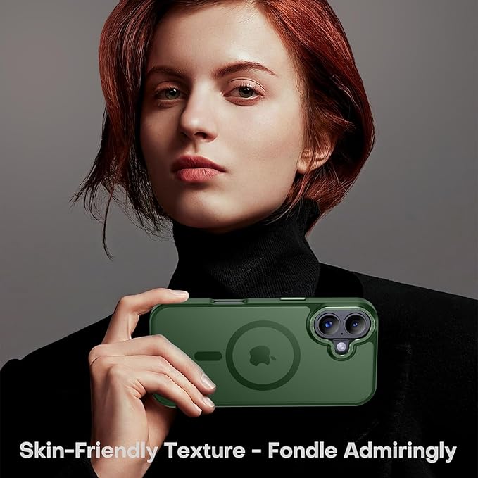 Newfuture Magnetic for iPhone 17 Case [Compatible with Magsafe] [Military Grade Drop Protection] Translucent Matte Anti-Scratch Shockproof Protective Phone Cover 6.3 Inch, Dark Green