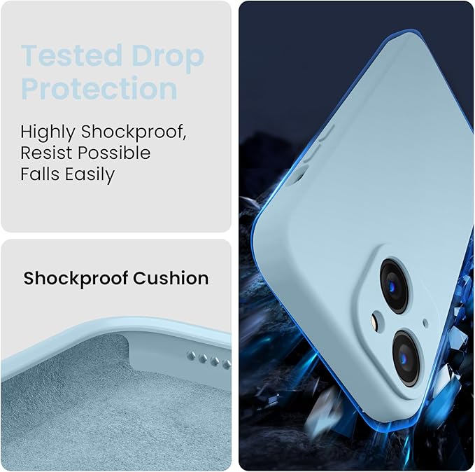 FireNova Designed for iPhone 14 Case, Silicone Upgraded [Camera Protection] Phone Case, Soft Anti-Scratch Microfiber Lining Inside, 6.1 inch, Sky Blue