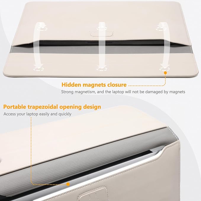 HYZUO 13 Inch Laptop Case Sleeve with Stand for 2026-2018 MacBook Air 13 M5 M4 M3 M2 M1, 2026 13" MacBook Neo, 2026-2016 MacBook Pro 13 M2 M1, iPad Pro/Air 13, Surface Pro 12-3, XPS 13, Beige