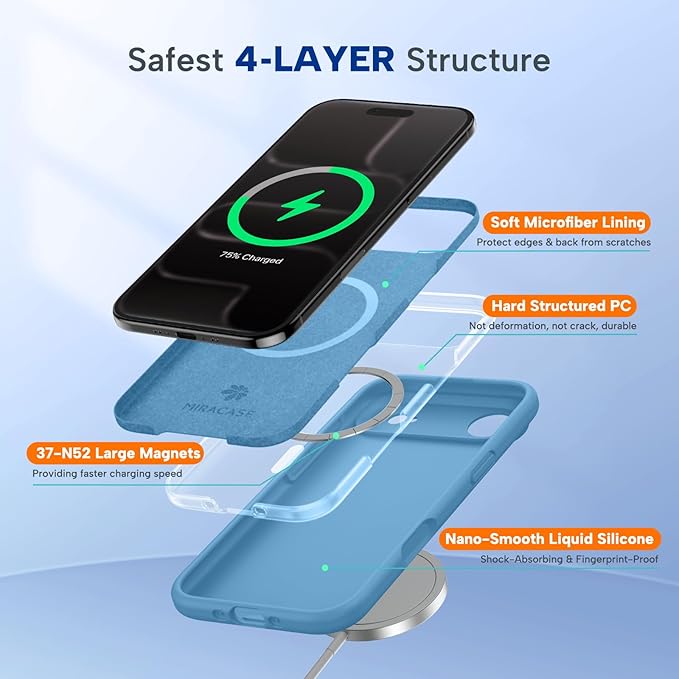 Miracase Magnetic for iPhone Air Case, Compatible with MagSafe, Integrated Silicone Camera Control Cover, 3.0mm Thicken Shockproof Drop Protection Phone Case for 17 Air,Capri Blue