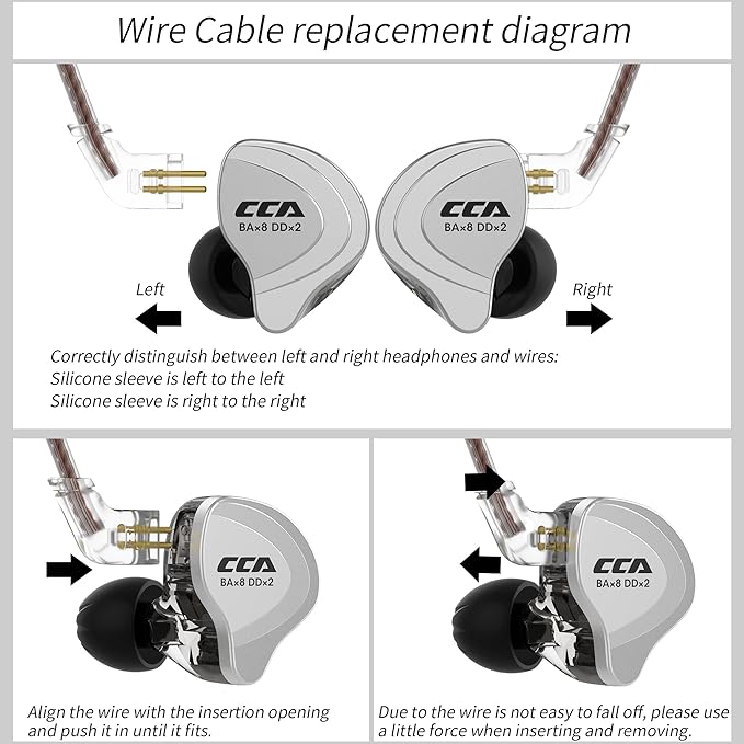CCA C10 in Ear Monitor Headphone 10 Hybrid Drivers Wired Earbud 4BA 1DD HiFi IEM Earphones Stereo Noise Isolating Earphone with Detachable Cable for Musicians Singers Studio Audiophiles Dj PC