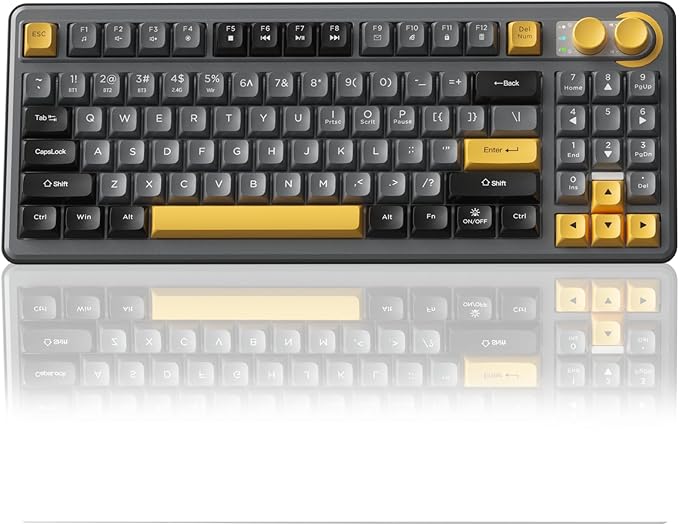 SOLAKAKA SK90 75% Wireless Gaming Keyboard - 4000mAh Tri-Mode (BT5.0/2.4G/USB-C) Cute Creamy Gaming Keyboard with Number Pad, Media Knob, RGB Backlit, Quiet Keys Silent Office Keyboards for PC MAC