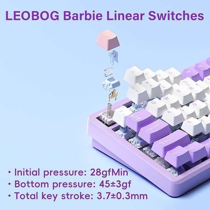 LEOBOG HI98 Mechanical Keyboard, Wired Creamy Gaming Keyboard with Ergonomic Gasket Structure, Hot-Swap Custom RGB Keyboards for Win/Mac/Android/Gamer - Purple, Star Vector Switch