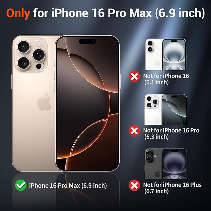 SUPFINE Magnetic for iPhone 16 Pro Max Case (Compatible with MagSafe) (Military Grade Drop Protection) Translucent Matte Shockproof Phone Cover,Dark Blue