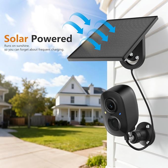 2K FHD Security Camera Wireless OutdoorCamera for Home Security, Instant Alert, AI Human Detection, Color Night Vision,2-Way Talk,SD/Cloud Storage,Solar/Battery Powered,Spotlight,Siren Alarm,2.4G WIFI