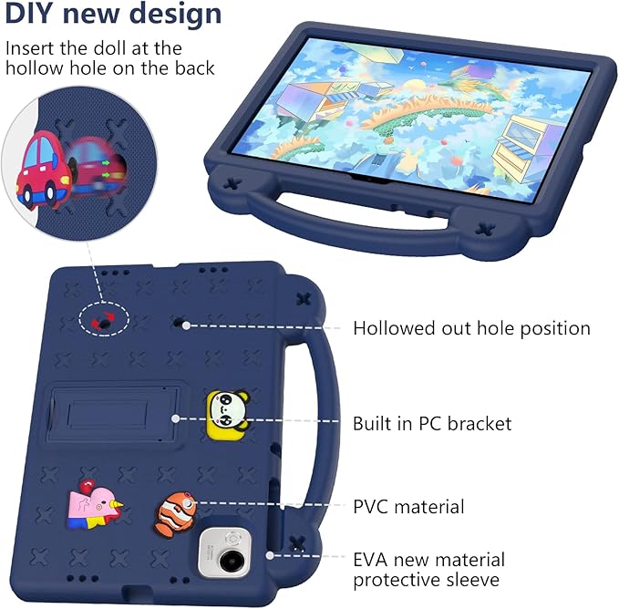 AKABEILA Compatible with Honor Pad X9a 2025 11.5 inch Tablet Case, Kids Friendly Universal Lightweight Shockproof Protective Case with Shoulder Strap & Stand Handle Navy Blue