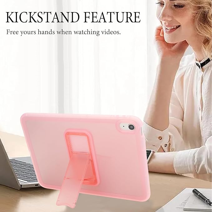 Slim Case for iPad (A16) 11th Generation 11 Inch 2025 / iPad 10th Generation 10.9 Inch 2022, Built-in Kickstand Non-Slip Shockproof Rugged Protective for iPad 11th 10th Gen, Pink