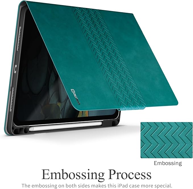 auaua Case for iPad Pro 11 Inch (M5/M4) 2025/2024, PU Leather Case with Pencil Holder, Supports Pencil Pro and Pencil(USB-C), Adjustable Angles, Auto Sleep/Wake (Green)
