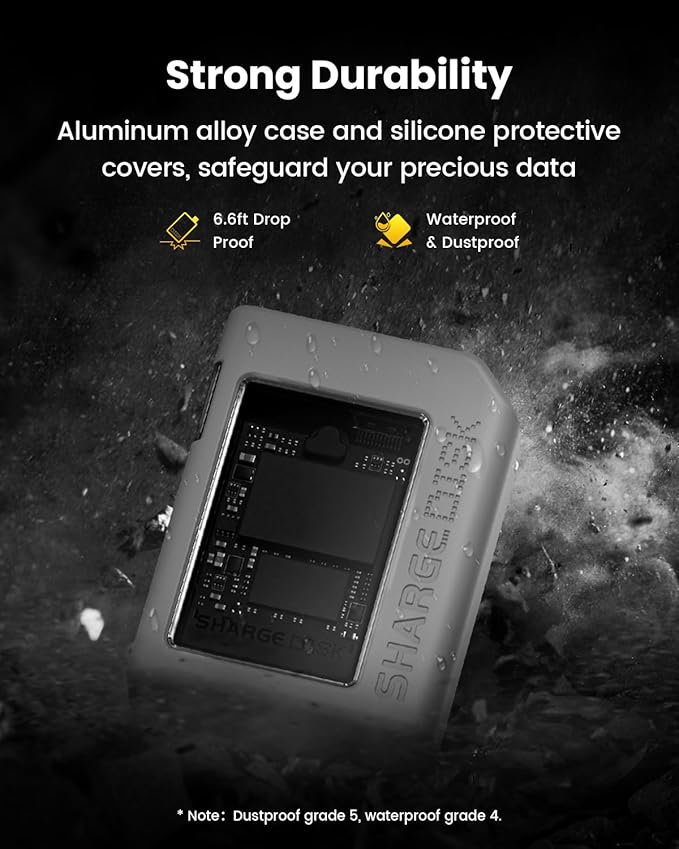 Sharge Disk M.2 NVMe SSD Enclosure with Active Cooling System, 10Gbps USB C 3.2 Gen2, Enclosure NVMe Reader Supports M Keys and Size 2230 SSDs, Gray